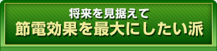 将来を見据えて節電効果を最大にしたい派